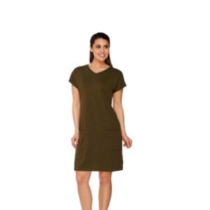 LOGO Lounge Lori Goldstein Slub Short Sleeve Dress